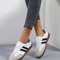 layasa Colorblock Flat Sneakers with Ultra Soft Cushion Lace-Up All-Day Comfort Shoes| Sneakers For Women-picture-21