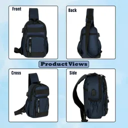 storite Blue Men & Women Shoulder Bag Multi-Function Anti-Theft Crossbody Bag with USB Charging image 3