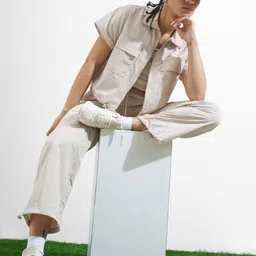 tokyo talkies Casual Regular Sleeves Solid Women Beige Top image 3