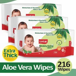 luvlap Baby Moisturising Wipes with Aloe Vera,72N Pack of 3 Combo image 2