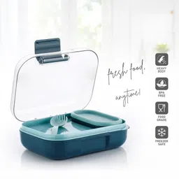 keaton Rectangular Classy 2 Section Lunch Box With 1 Spoon & 1 Fork 2 Containers Lunch Box image 3