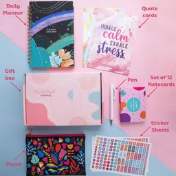 doodle Undated Planner Gift Set - Includes A5 Planner +Pouch+Pen+Notecard+Motivational QuoteCard-Packed in Beautiful Festive GiftBox | 192 Pages image 2