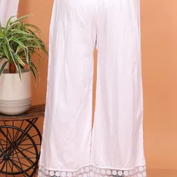 srs germents Women Comfort Fit White Viscose Rayon Trousers image 2