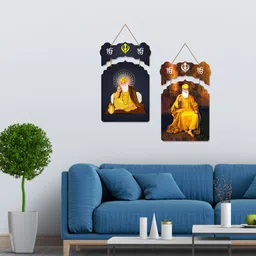 ranovaa Guru Nanak Dev Wooden Wall Hanging | Decorative Home Decor Accent (DWA_9211) Pack of 2 image 3