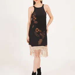 9 impression Women A-line Black Knee Length Dress-picture-24