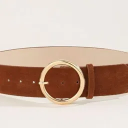 hapani fashion Women Casual Gold, Tan Genuine Leather, Metal Reversible Belt image 1