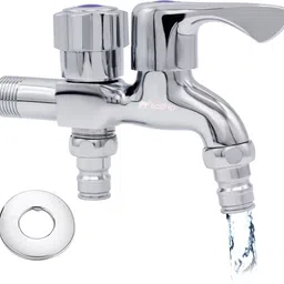 2 in 1 Bib Tap for Bathroom, Two Way Tap(Silver) Two in One Tap for Bathroom with Wall Flange Health Faucet-image-44