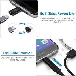 Aenoko Type C 0.01 m USB 3.1 Type C Female to Micro USB Type B 2.0 Male Data Sync Adapter and Without Cable Charging Connector for Smartphones and Tablets(Black) image 3