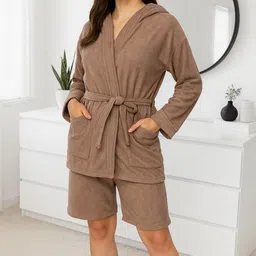 lacylook Brown Free Size Bath Robe image 1