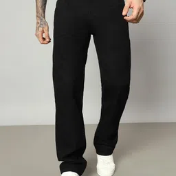 denim look Men Loose Fit Mid Rise Black Jeans-picture-18