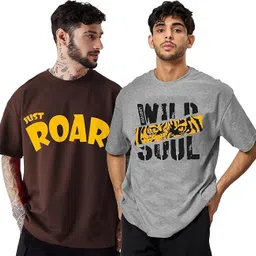 leotude Men Printed Round Neck Cotton Blend Multicolor T-Shirt-picture-13