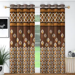 panipat textile hub 213 cm (7 ft) Door Polyester Semi Transparent Curtain (Pack Of 2)-picture-20