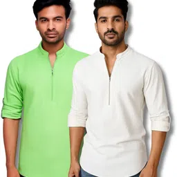 mahiran Pack of 2 Men Solid Pure Cotton Straight Kurta-picture-22