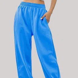 q-rious Women Solid Blue Track Pants image 3