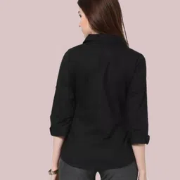 funday fashion Women Regular Fit Solid Spread Collar Casual Shirt image 3