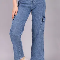 lahaba Women Straight Fit High Rise Blue Jeans image 5