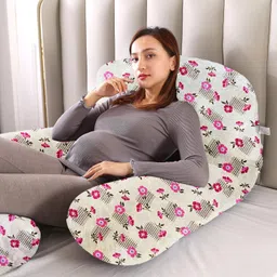 mom's moon Microfibre Pregnancy Pillow Pack of 1 Floral Flower Printed Velvet image 4