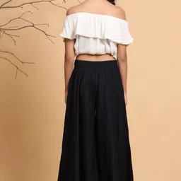 juniper Women Flared Black Viscose Rayon Trousers image 3