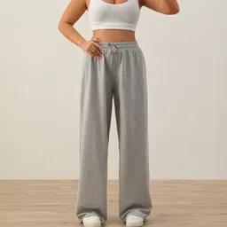 dockstreet Women Solid Grey Track Pants image 1