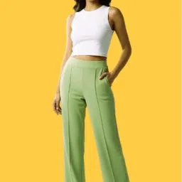 laxmisports Women Straight Fit Green Cotton Blend Trousers-picture-43