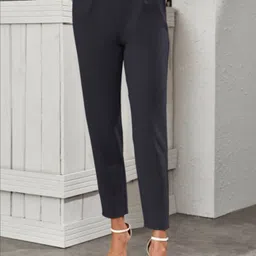 maheshvi Women Regular Fit Black Viscose Rayon Trousers image 3