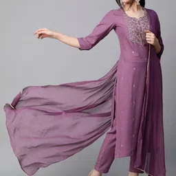 shree ramkrishna fab Women Viscose Rayon Kurta Pant Dupatta Set image 3