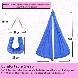 vparents Infant baby Swing cradle with Mosquito net and spring (Dark Blue) image 5
