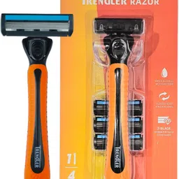 trendler 3Blade Shaving System with 1Handle + 4Cartridges Flexible Head & Moisture Strip, Men-picture-14