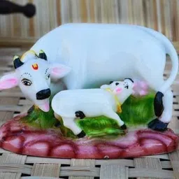 elitetouch Kamdhenu Cow & Calf Statue/Maa Kamaduha God Sculputer Handicraft Idol Diwali Decorative Showpiece - 7 cm image 3
