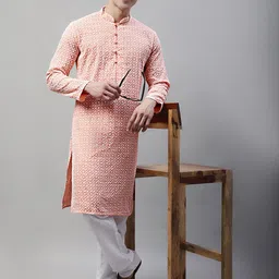 jompers Men Pure Cotton Kurta Churidar Set-picture-17