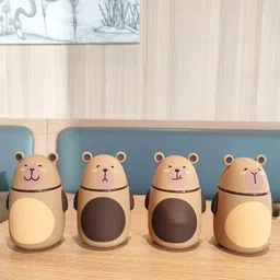 blissborn Glass Water Bottle, Cute Animals, Direct Drinking, Wide Mouth, For Sports Drinks 300 ml Water Bottle image 5