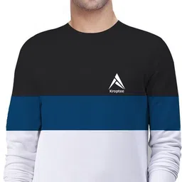 kroptee Pack of 2 Men Colorblock Round Neck Cotton Blend Multicolor T-Shirt image 3
