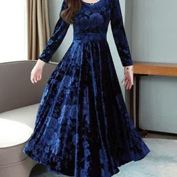 kalki fashion Women A-line Blue Maxi/Full Length Dress image 1