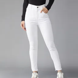 miss chase Women Skinny Mid Rise White Jeans-picture-12