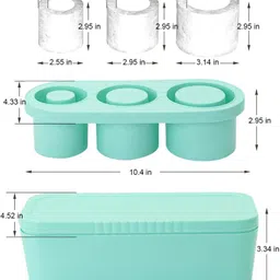 zibuyu Silicone Ice Cube Tray for Tumbler Cup 3 Pack Cylinder Ice Mold with Lid and Bin Green Silicone Ice Cube Tray image 3