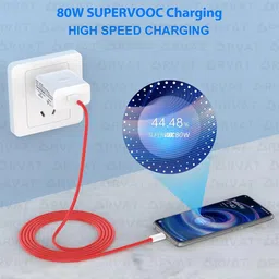 RVAT 80 W SuperVOOC 7.3 A Wall Charger for Mobile with Detachable Cable image 3