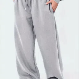 trufflegum Women Loose Fit Grey Cotton Blend Trousers-picture-11