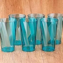 pixna (Pack of 6) Twisted Pattern Plastic Water Glasses, Glassware & Drinkware Glass Set Water/Juice Glass-picture-18