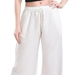 kgn fashion Women Regular Fit White Cotton Blend Trousers image 3