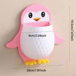 webdealz Plastic Penguin Design Wall Mounted Storage Organizer for Bathroom/Kitchen Etc x3.612 Storage Basket image 5