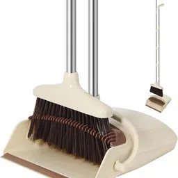vruta 2 in 1 Broom and Set Stand Up Broom Head Plastic Dustpan-picture-12