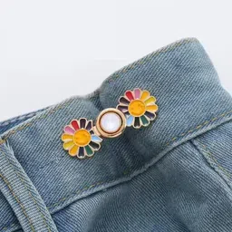 liotiz Colorfull Sun Flower Adjustable Jean Button, Pant Waist Tightener Pins Metal Buttons image 2