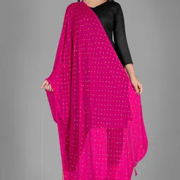 kemza Chiffon Embellished Pink Women Dupatta-picture-17