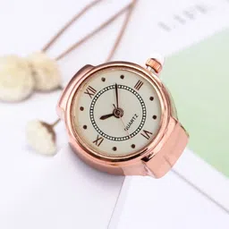 yellow chimes Ring for Women Rose Gold Plated Strecthable Analog Watch Ring for Women & Men Alloy Gold Plated Ring-picture-18