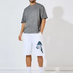 Styli White Men Dragon Ball Z Graphic Printed Pure Cotton Oversized Shorts-picture-37