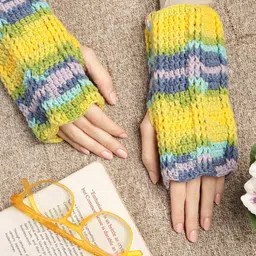 Magic Needles Women Patterned Fingerless Acrylic Winter Gloves-picture-20