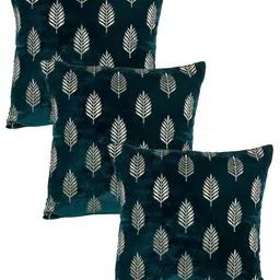 Decoghar Turquoise Blue 3Pcs  Embroidered Square Cushion Covers-picture-31