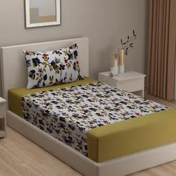 SWAYAM White 180 TC Cotton Single Bedsheet with 1 Pillow Cover image 3