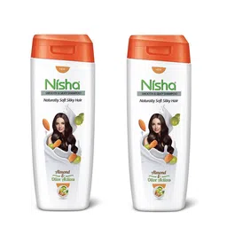 Nisha Set of 2 Naturally Smooth & Silky Hair Shampoo With Almond & Olive Active -180 ml image 4