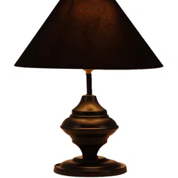 foziq George Black Fabric Shade Night Lamp With Metal Base image 3